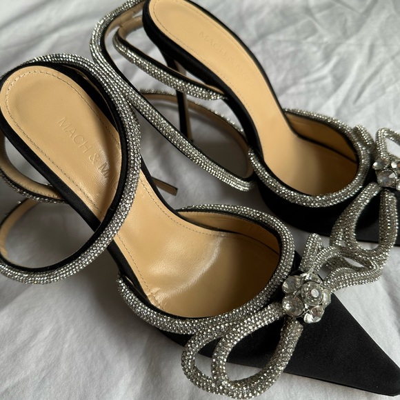 Mach & Mach black satin heels 36 SOLD - Picture 2 of 5